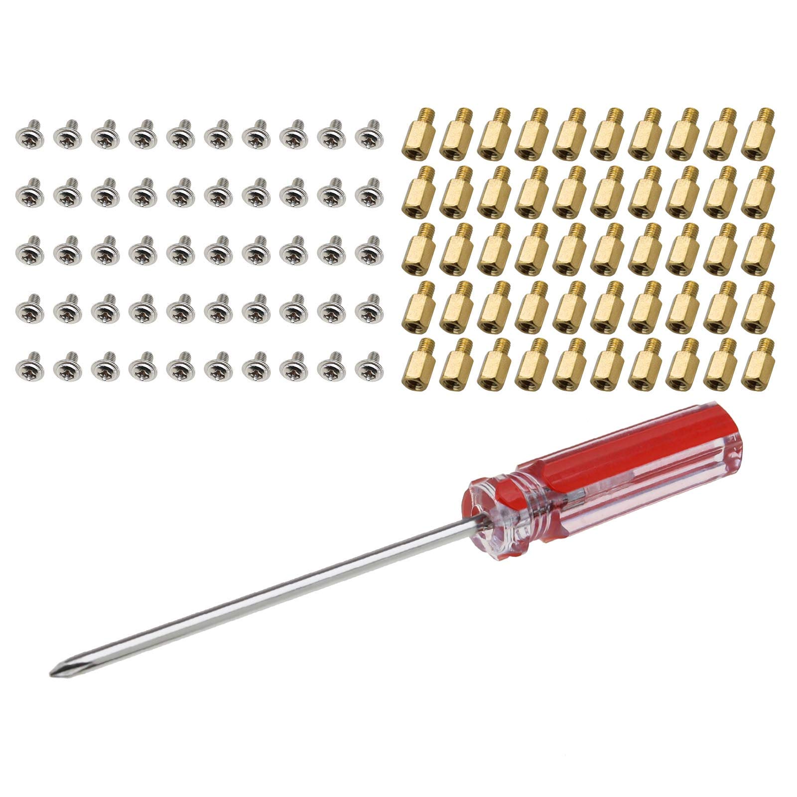 Premium M3x6x4mm Brass Standoffs & M3x5mm Screws Kit with Screwdriver - Computer Case Motherboard & Hard Drive Installation Accessories for PC Builders and Tech Enthusiasts - Perfect for DIY Computer Assembly, Upgrades and Repairs