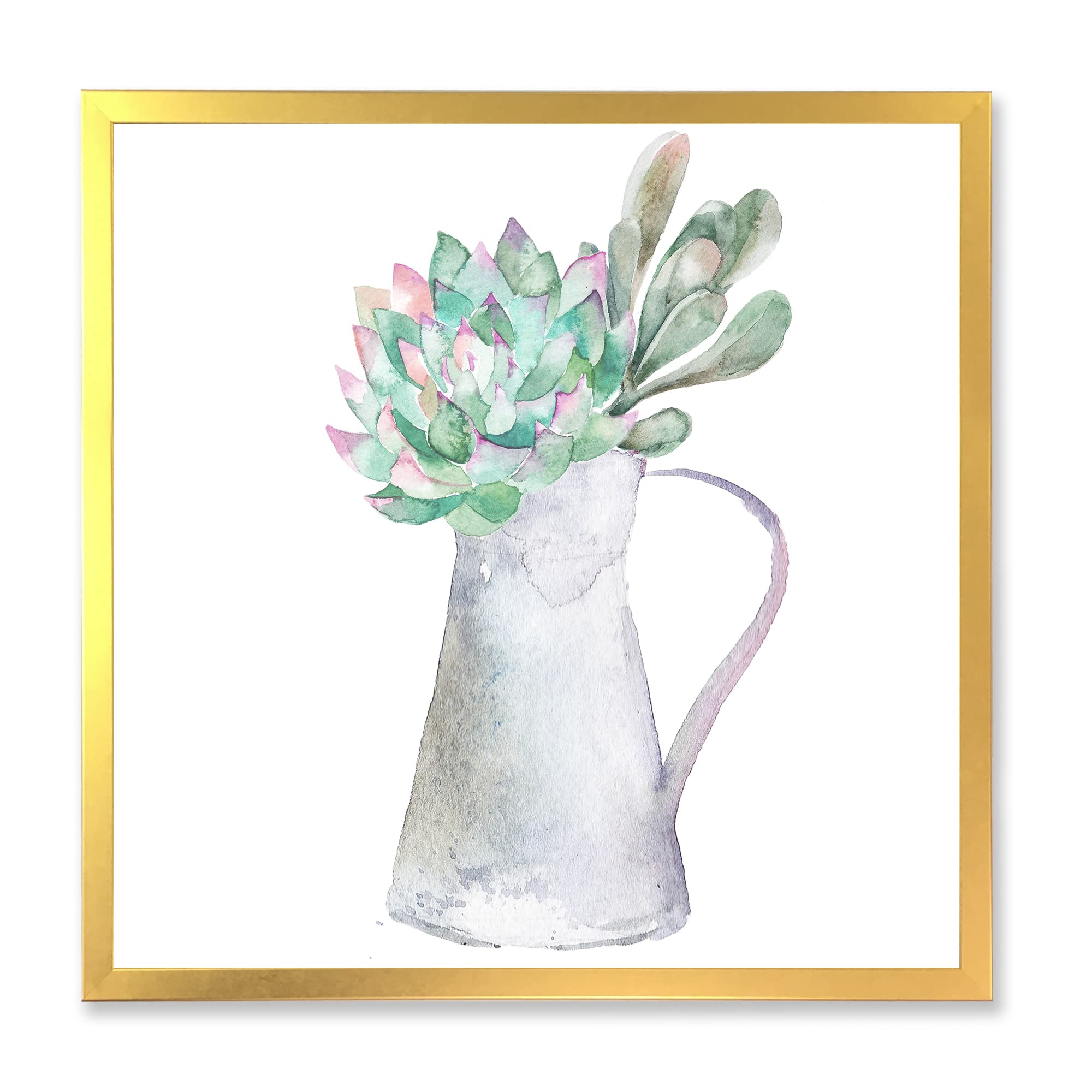 Succulent Home Plant Traditional Framed Wall Art - Elegant Botanical Decor for Living Room, Bedroom & Office