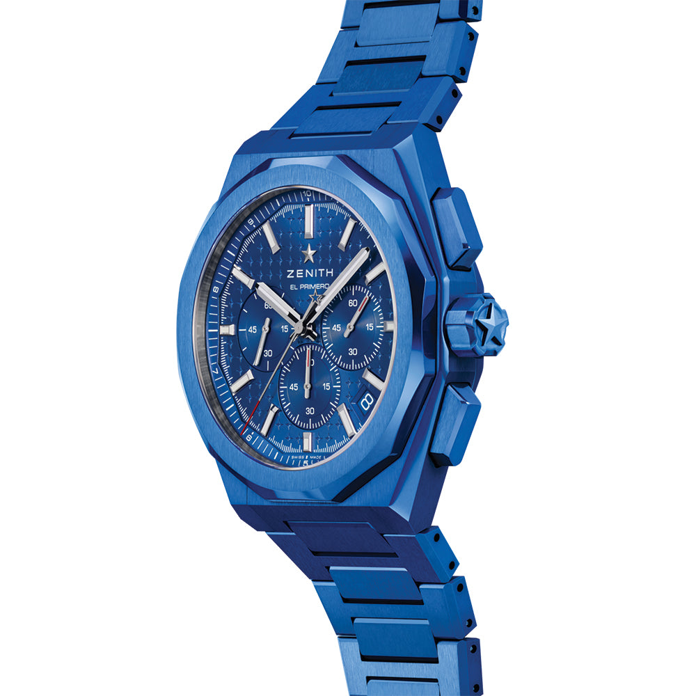 Defy Skyline Chronograph 160th Anniversary Edition - 42mm Ceramic Watch with Blue Dial, Stainless Steel Bracelet & Extra Rubber Strap | Luxury Sports Watch for Men, Perfect for Business, Diving & Everyday Wear