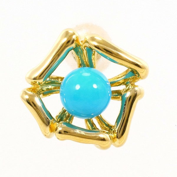 18K Yellow Gold Turquoise Stud Earrings for Women - Handmade Dainty Jewelry Gift for Birthday, Anniversary & Everyday Wear
