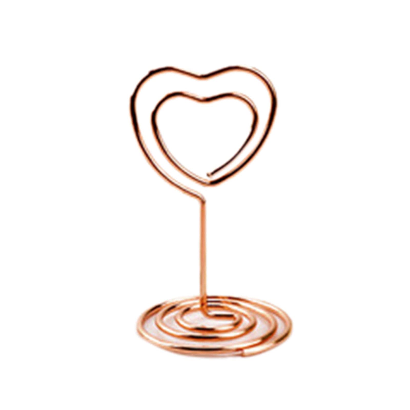 Rose Gold Heart-Shaped Mini Table Holder - 5cm Photo Frame, Memo Card & Menu Stand - Perfect for Home Decor, Wedding Centerpieces, and Restaurant Table Displays