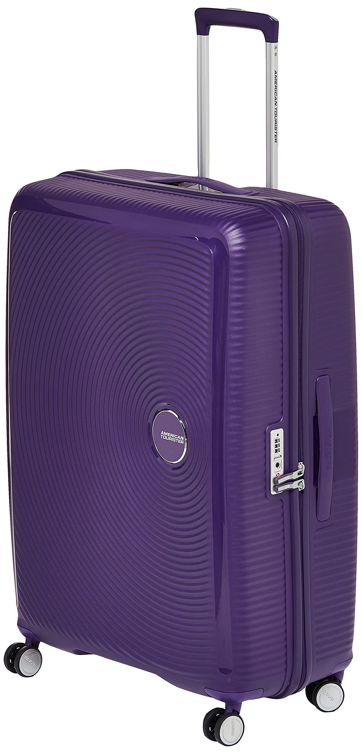 American Tourister Curio Hardside Spinner Luggage Set - 3-Piece (20/25/29 Inch) Purple Carry-On Suitcase with 360° Wheels | Perfect for Air Travel, Business Trips & Family Vacations