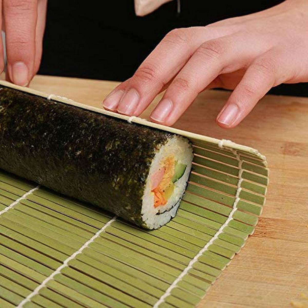 Premium Bamboo Sushi Rolling Mat - 9.5 Inch Square Sushi Maker for Perfect Homemade Sushi Rolls - Ideal for Sushi Parties, Meal Prep & Japanese Cooking at Home