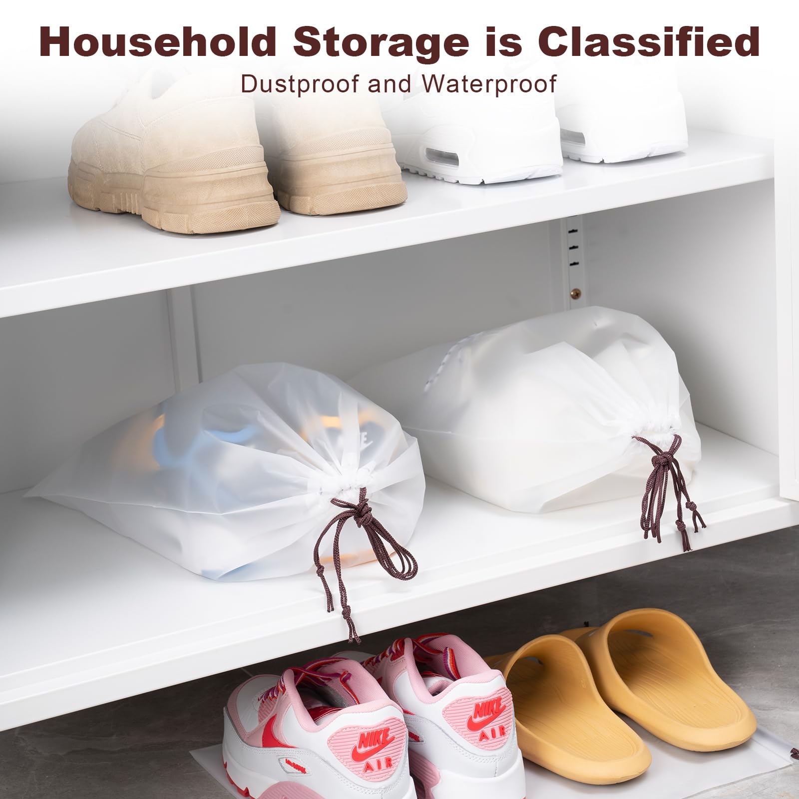 Hoewina 8-Pack Clear Shoe Bags for Travel - Large Transparent Shoe Storage (11.8