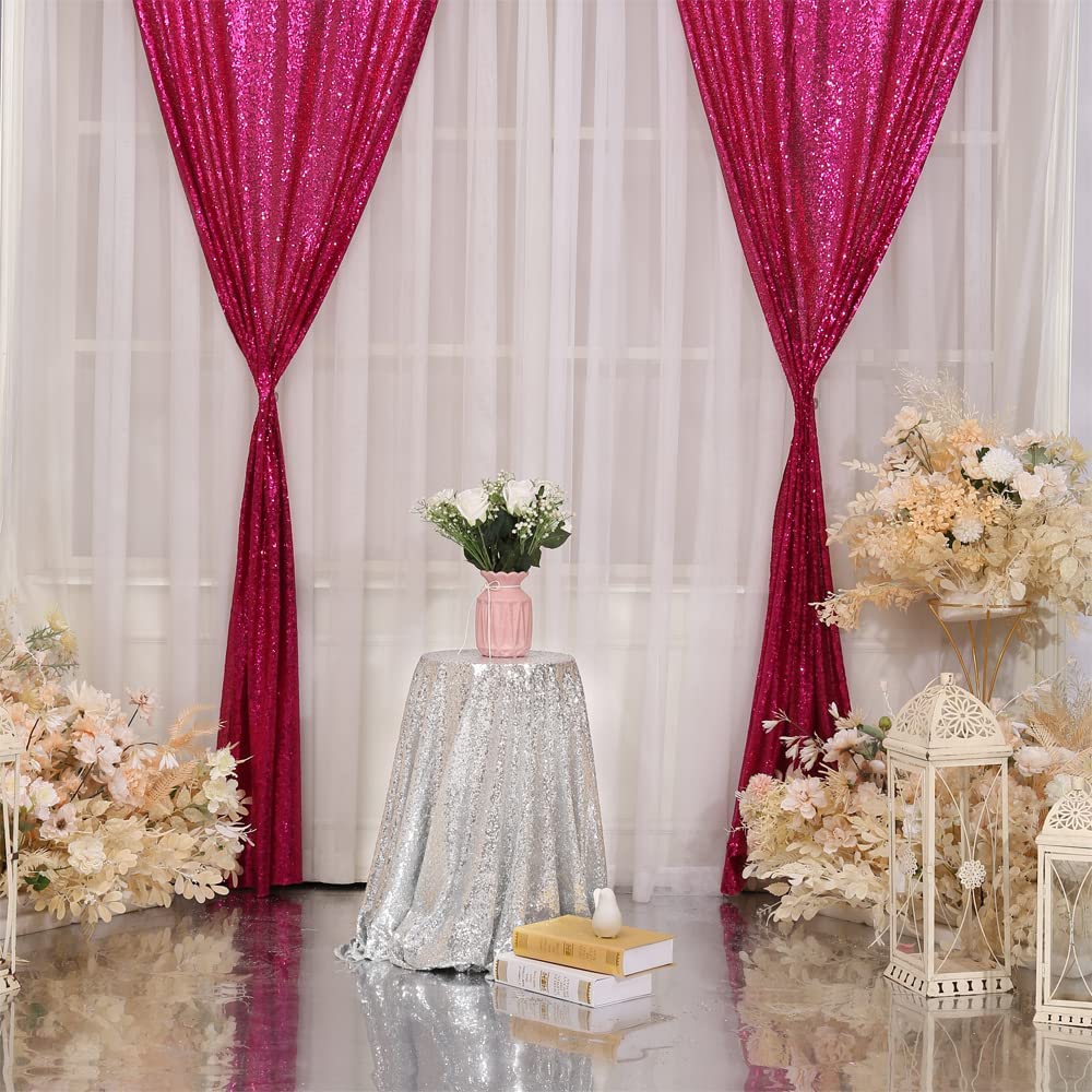 Pink Sequin Backdrop 2 Panels - Glitter Photo Booth Background for Christmas Party, Wedding, Baby Shower | Perfect for Events, Photography & Home Decor