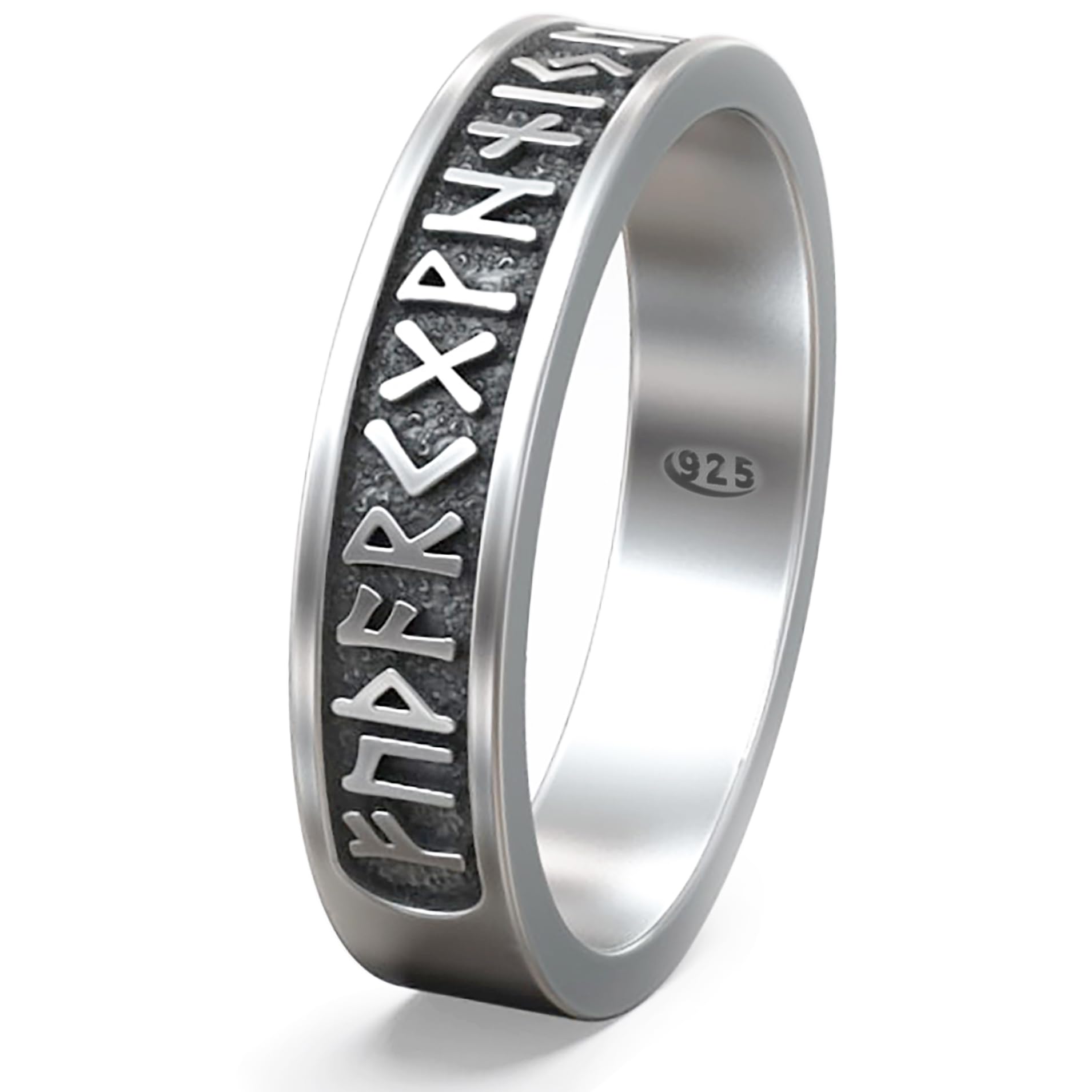 Viking Rune Ring 925 Sterling Silver - Norse Elder Futhark Symbol Jewelry - Celtic Wedding Band & Pagan Gift for Men & Women - Perfect for Viking Enthusiasts, Historical Reenactments & Spiritual Ceremonies