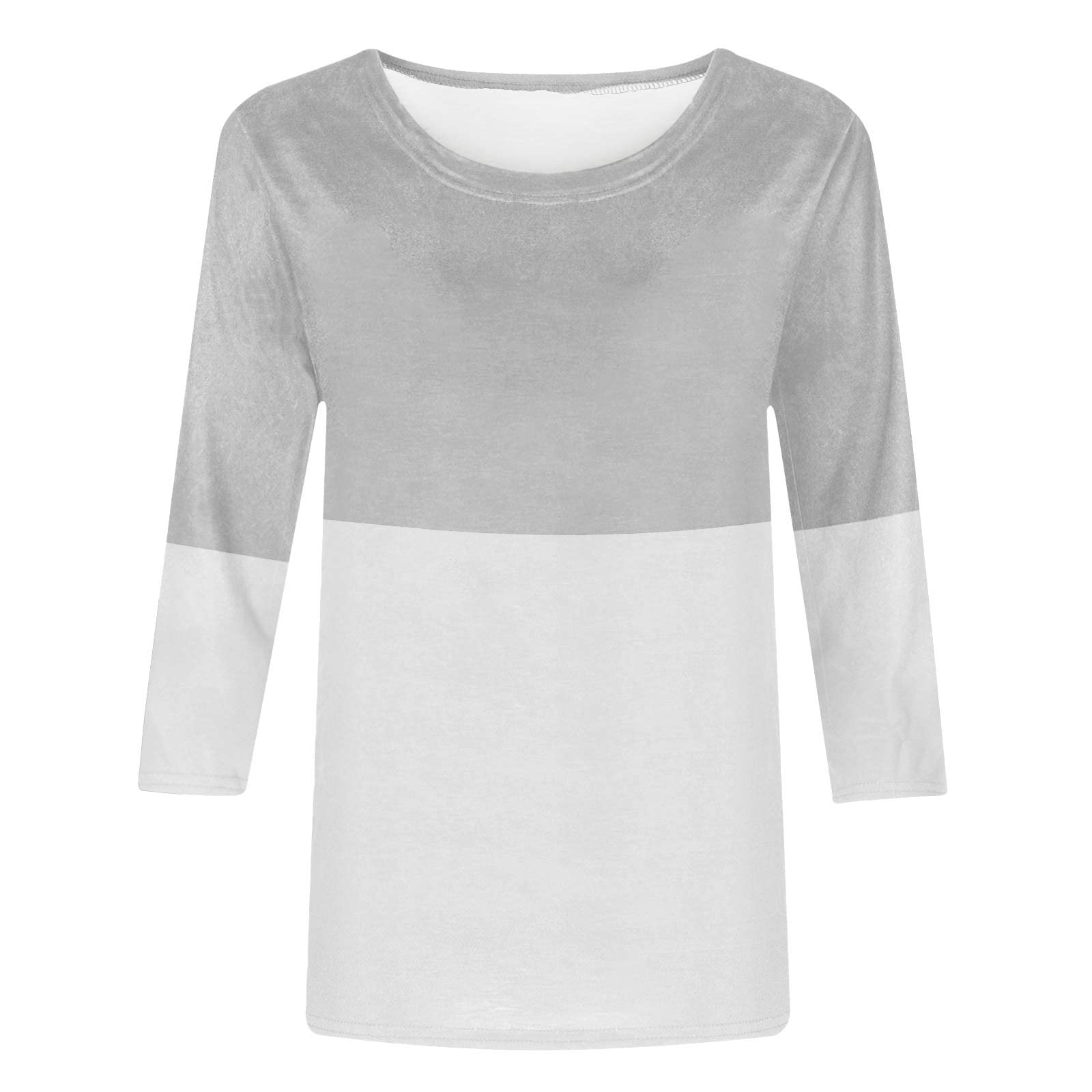 Oelaio Women's 3/4 Sleeve Color Block Patchwork Printed Loose T-Shirt - Slim Fit Casual Blouse for Spring/Summer, Office Wear & Weekend Outfits