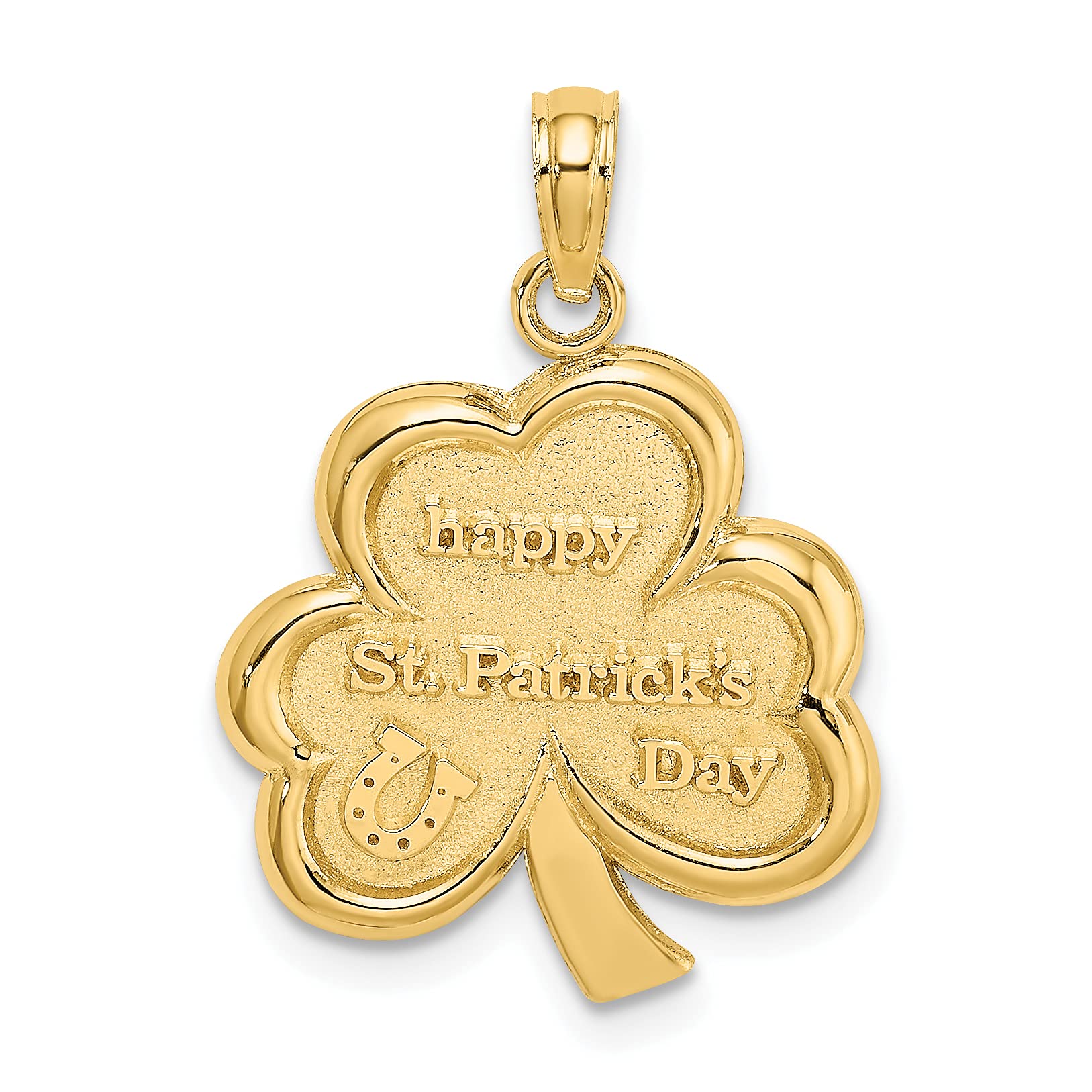 14k Yellow Gold Polished Solid Satin Clover Charm Pendant - 23mm for St. Patrick's Day Jewelry Gift, Perfect for Necklace Bracelet & Irish Heritage Celebration