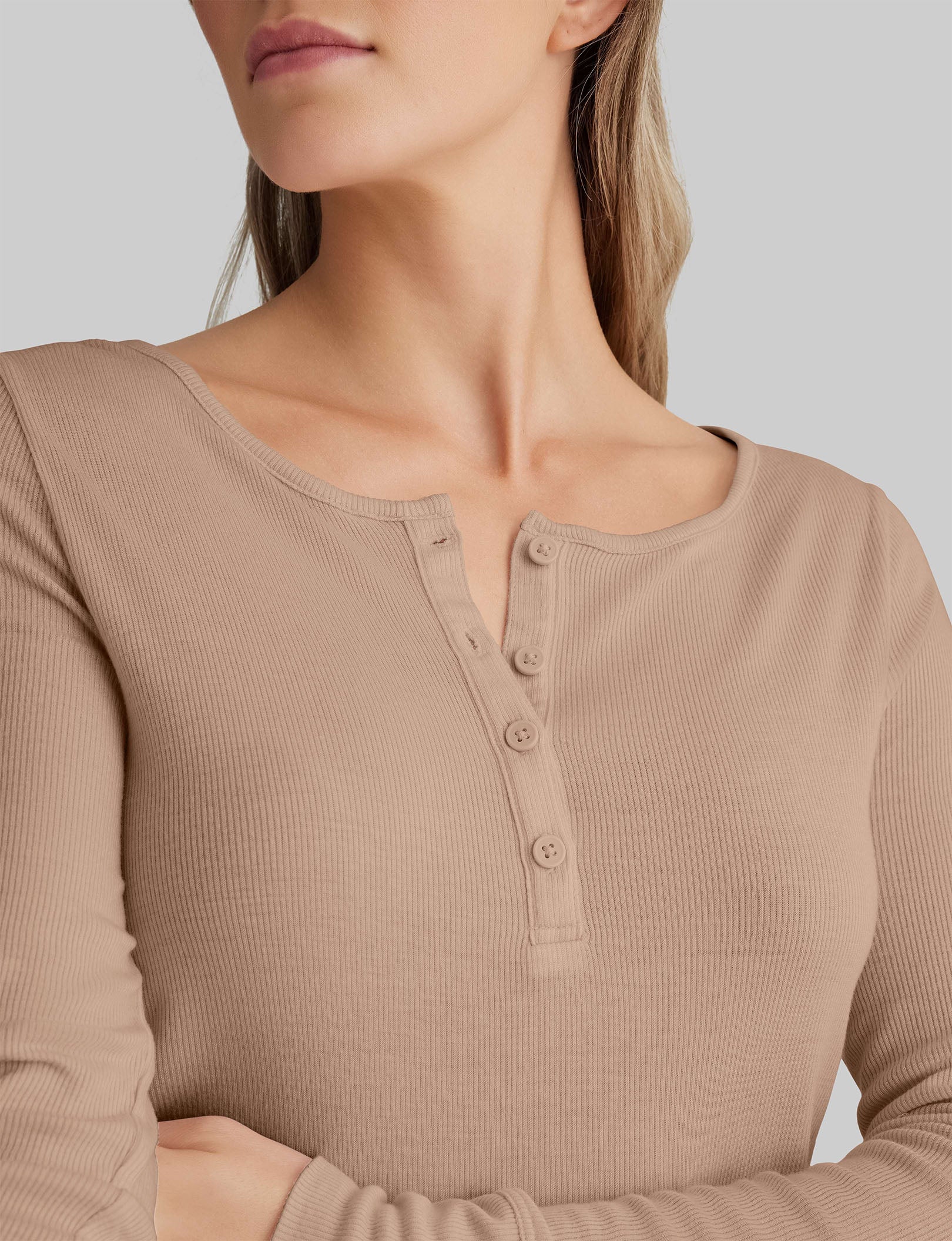 Women's Casual Henley T-Shirt - Soft Long Sleeve Button Down Shirt for Relaxing at Home, Weekend Outfits & Layering