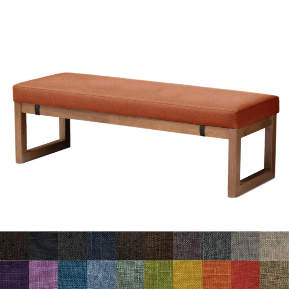 Kimgull Rectangle Bench Cushion 43.3x21.7x3.15 Inch - Washable & Removable Long Chair Pad with Non-Slip Backing - Indoor Outdoor Bench Seat Cushion for Garden, Patio, Swing, Chaise Lounge - Orange Home Decor
