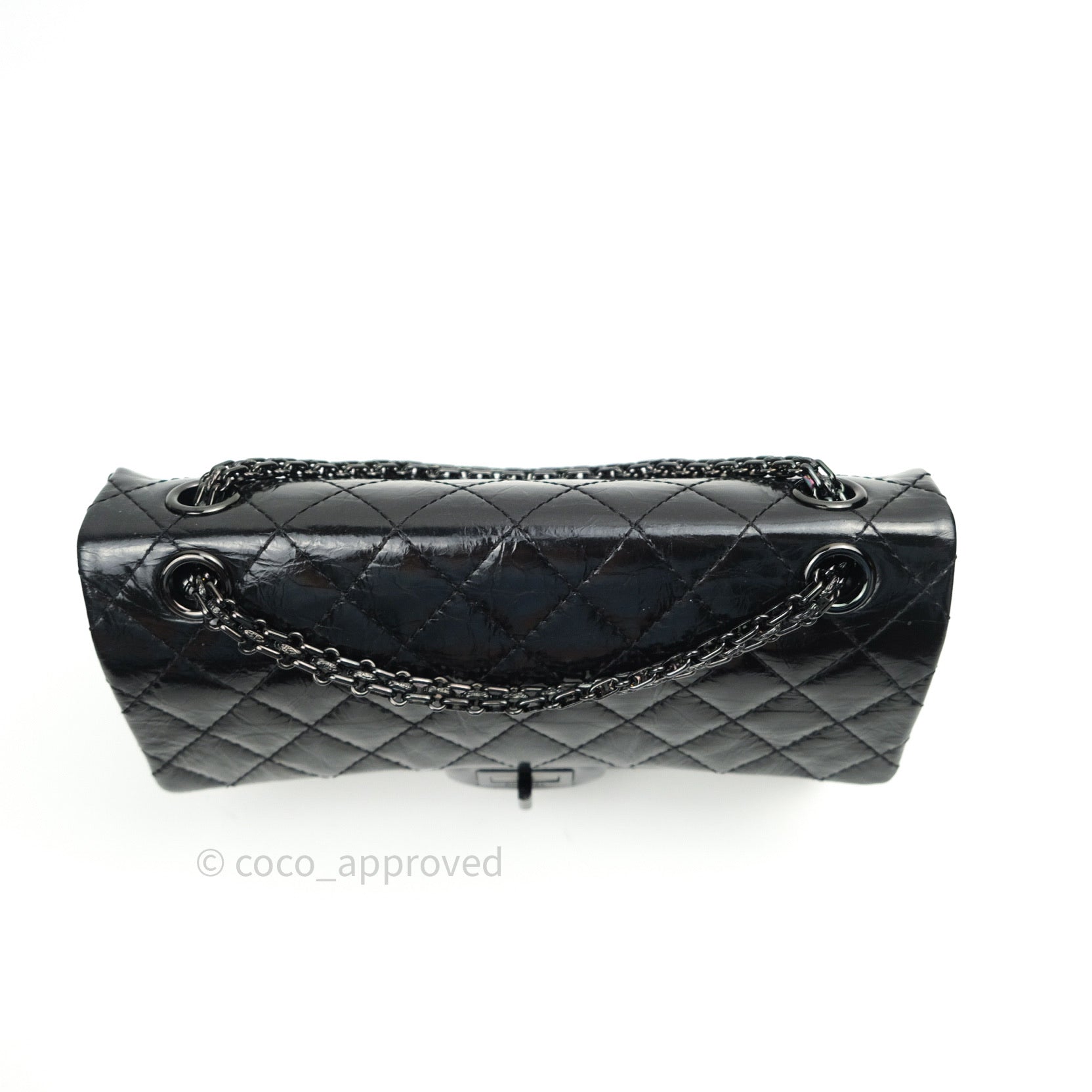Chanel 2.55 Reissue Flap Bag in Glazed Calfskin Leather - So Black 225 with Black Hardware | Luxury Shoulder Bag for Women, Perfect for Evening Events & Special Occasions