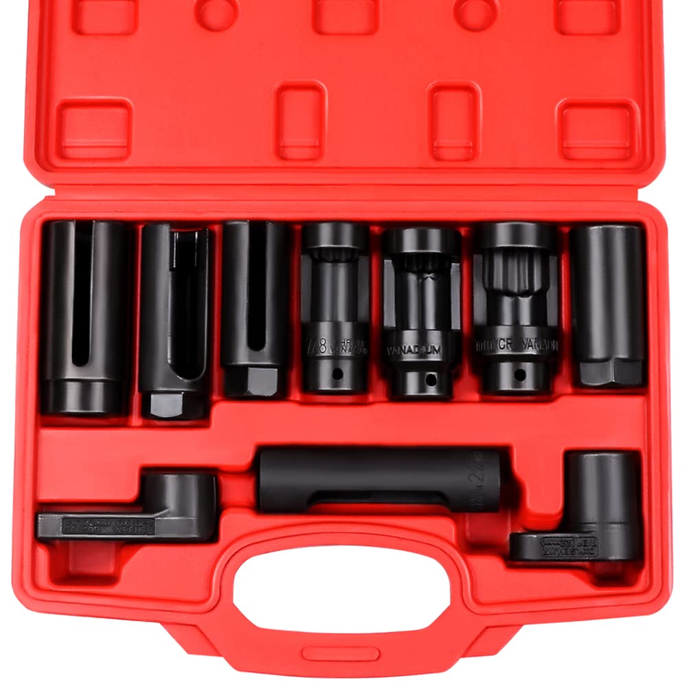 ECCPP 10-Piece Oxygen Sensor Socket Set - Universal Removal Tool Kit for Cars, Trucks & SUVs | Compatible with Most Modern Vehicles | Perfect for DIY Auto Repairs & Professional Mechanics