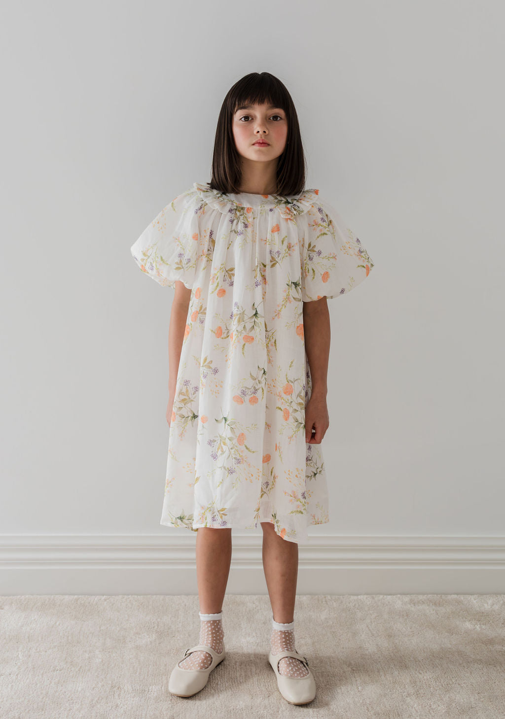 Petite Amalie Elbow Sleeve Summer Bouquet Smock Print Dress - Floral Casual Sundress for Women, Perfect for Beach Vacations & Summer Parties