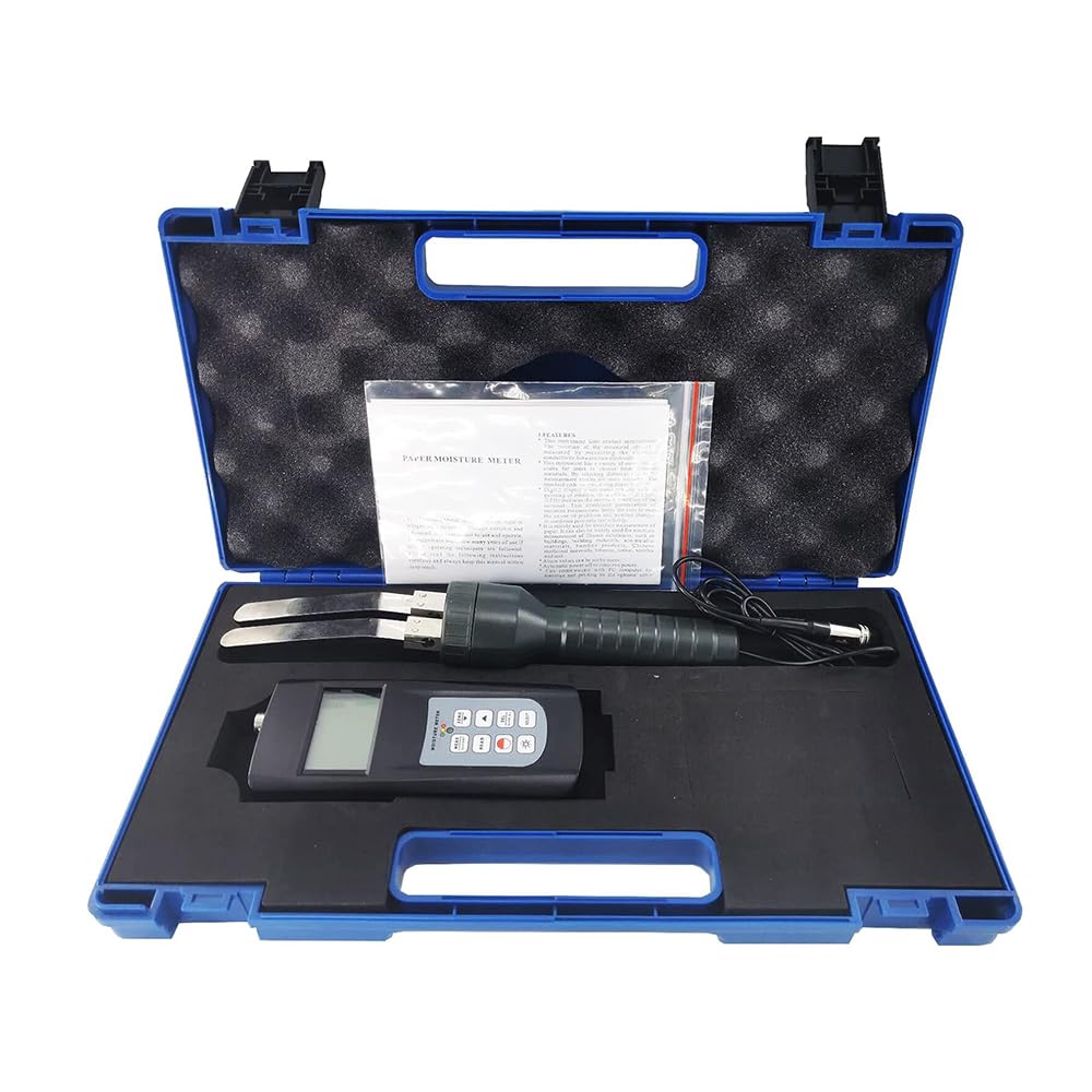 Digital Paper Moisture Meter Tester - 0-80% Humidity Range with 240 Data Storage Capacity | Ideal for Paper Mills, Printing Shops & Archives