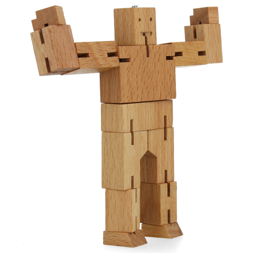 Cubebot Micro Natural Wooden Puzzle Toy - Fun & Educational STEM Gift for Kids & Adults - Perfect for Home, Office & Travel