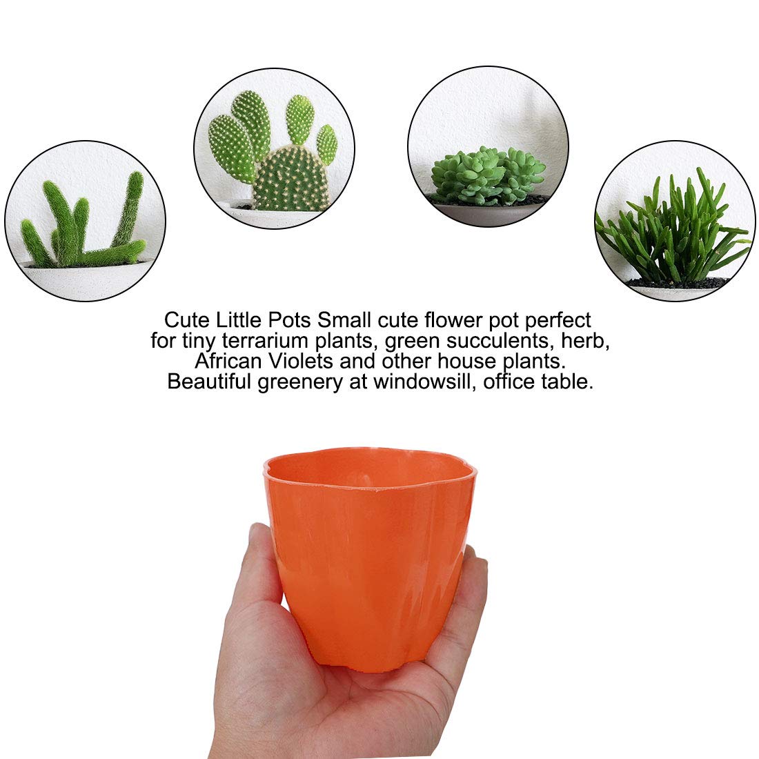 uxcell Orange Plastic Flower Pot Planter Holder for Home, Office & Garden Decor - Perfect for Indoor Plants, Succulents & Tabletop Decorations
