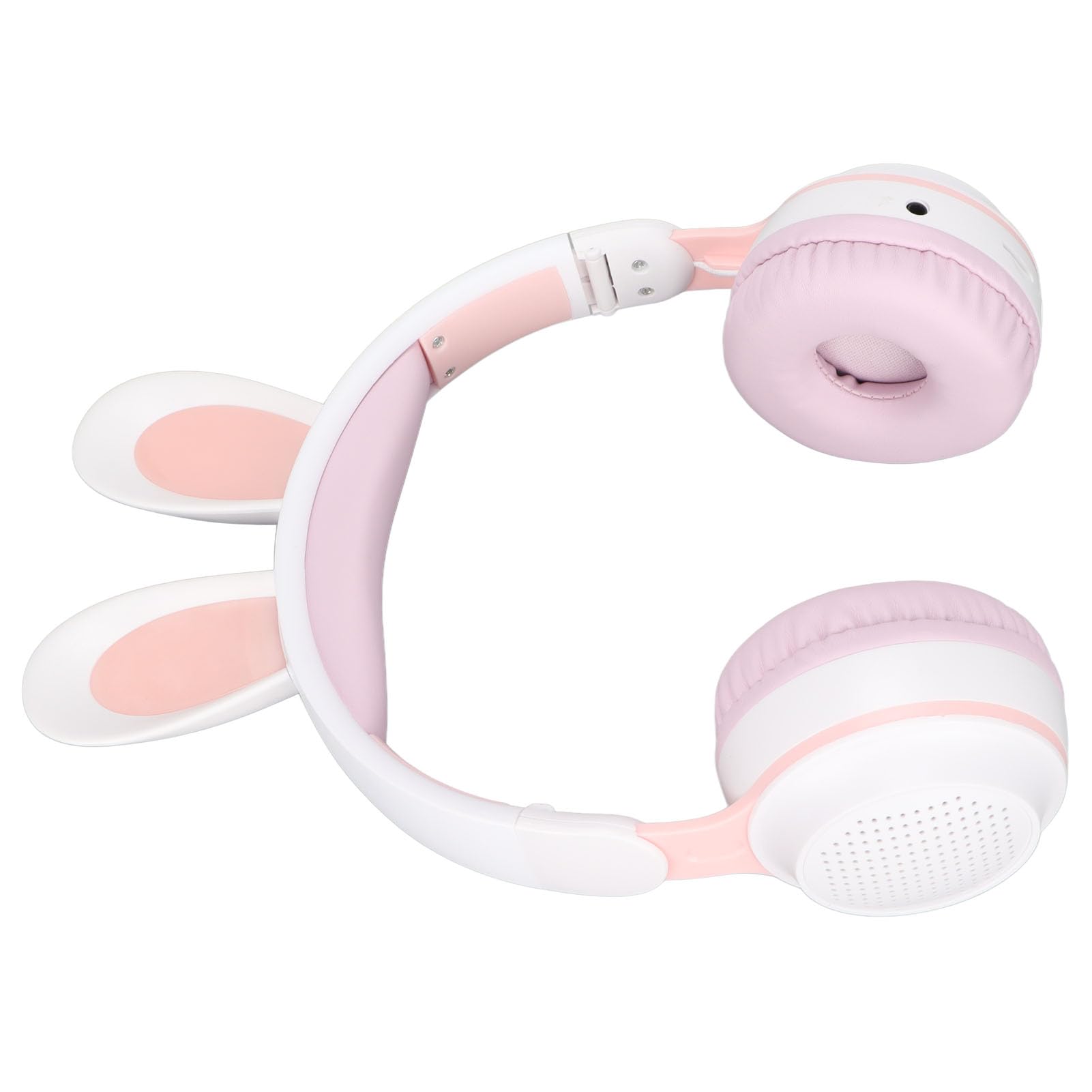 Wireless Bluetooth 5.0 Over-Ear Headphones with LED Lights - Foldable Kids Headset for Online Learning, Gaming, PC & Tablet Use - White Powder Color (Perfect for Remote Classes & Home Entertainment)