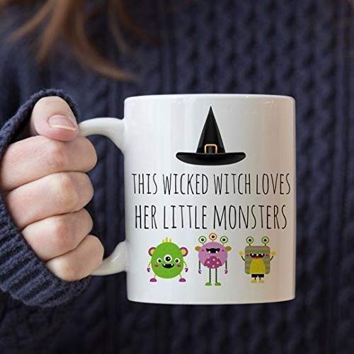 Wicked Witch Loves Monsters 11oz Ceramic Coffee Mug - Halloween Gift, Office Humor & Spooky Tea Cup for Witch Lovers