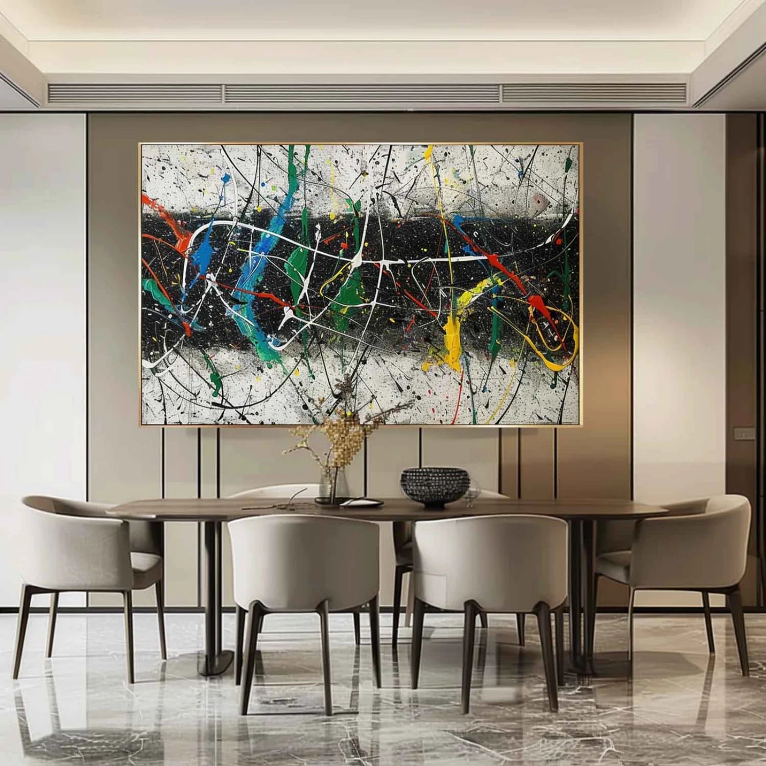 Pollock Art #JP010 - Abstract Drip Painting Inspired by Jackson Pollock - Perfect for Modern Home Decor & Office Wall Art
