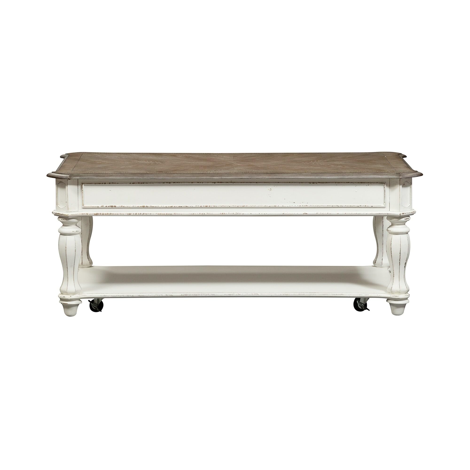 Liberty Furniture Magnolia Manor Lift Top Coffee Table - Antique White Finish, Lift-Top Storage Ottoman, Perfect for Living Room, Home Office & Small Spaces