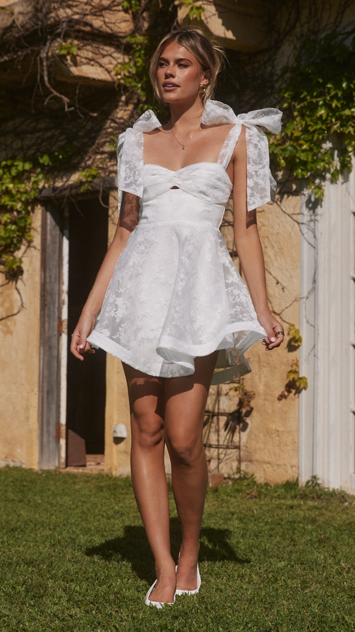 Karis Mini Dress for Women - Elegant White Summer Dress for Casual Wear, Party & Date Night | Flowy Short Sleeve A-Line Dress