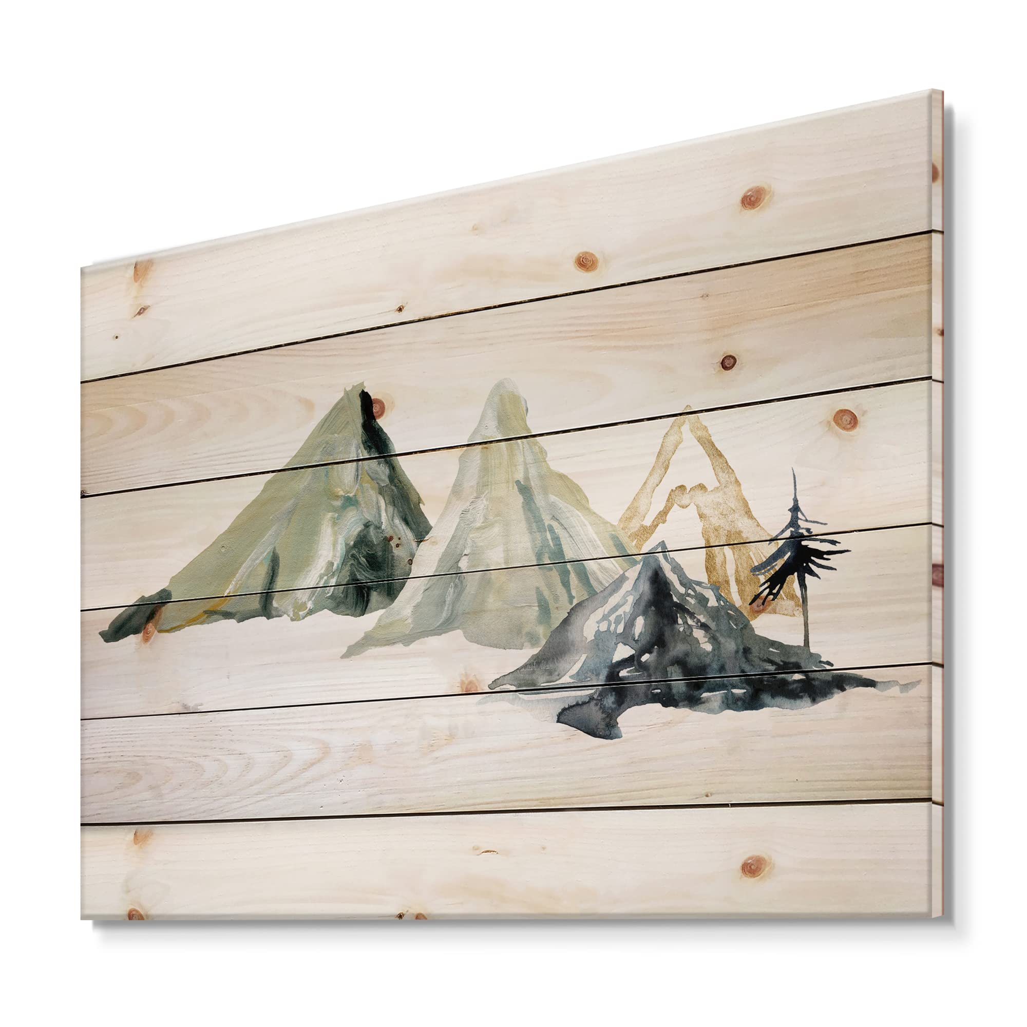 Minimalist Dark Blue Mountain Wall Art - Modern Wood Decor for Living Room