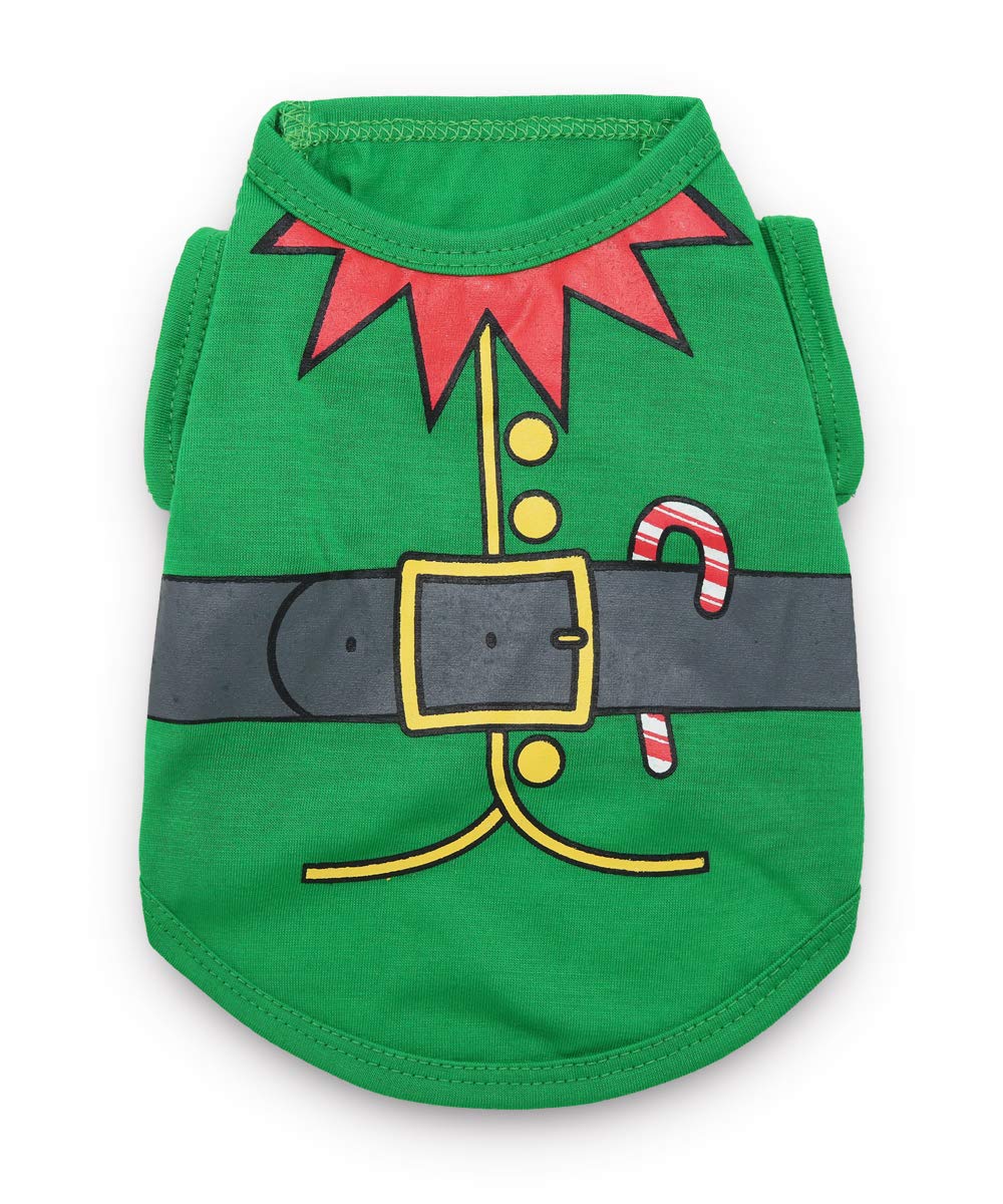 DroolingDog Funny Christmas Pet Dog T-Shirt - Festive Green Costume for Small Dogs XS | Perfect for Holiday Photos & Parties