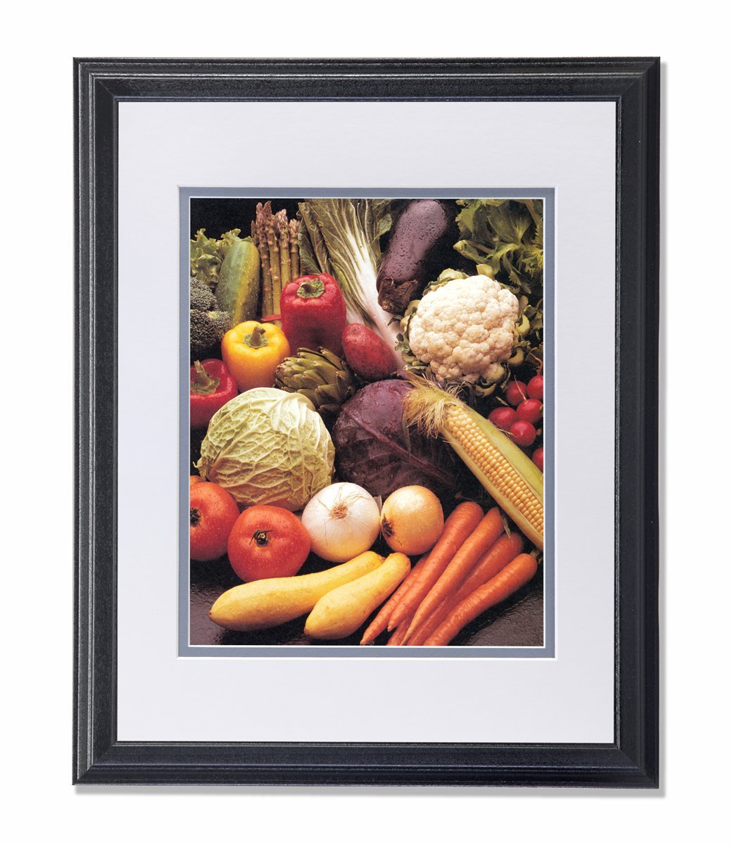 Farm Fresh Vegetable Art Print - Squash, Carrots, Corn, Peppers & Onions - Matted & Framed Kitchen Wall Decor - Perfect for Farmhouse, Country Style & Rustic Home Decor