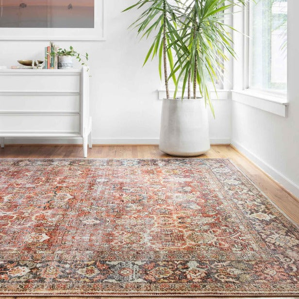 Loloi Layla Area Rug - Spice/Marine - 9'x12' - Soft Boho Chic Design - Perfect for Living Room, Bedroom, or Dining Room Decor