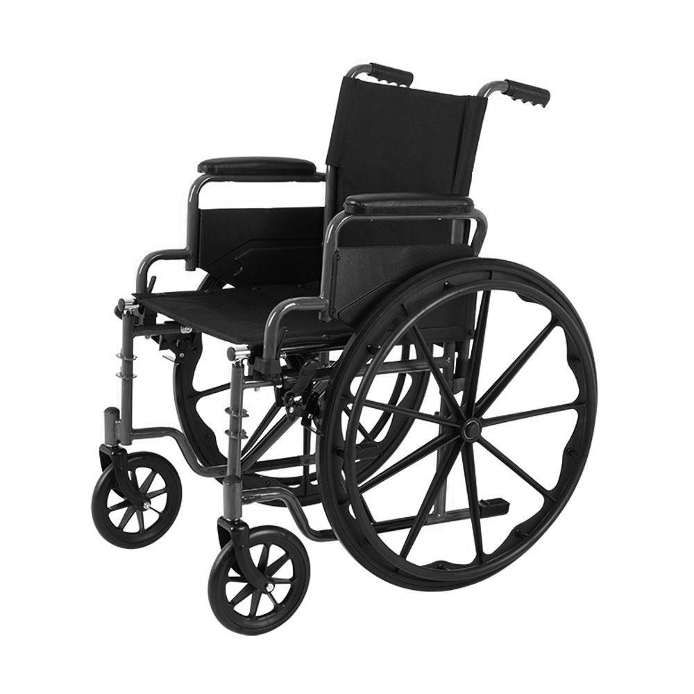 Rhythm Flow K1 Basic Wheelchair with Removable Desk-Length Arms - Lightweight Mobility Aid for Home, Office & Travel Use