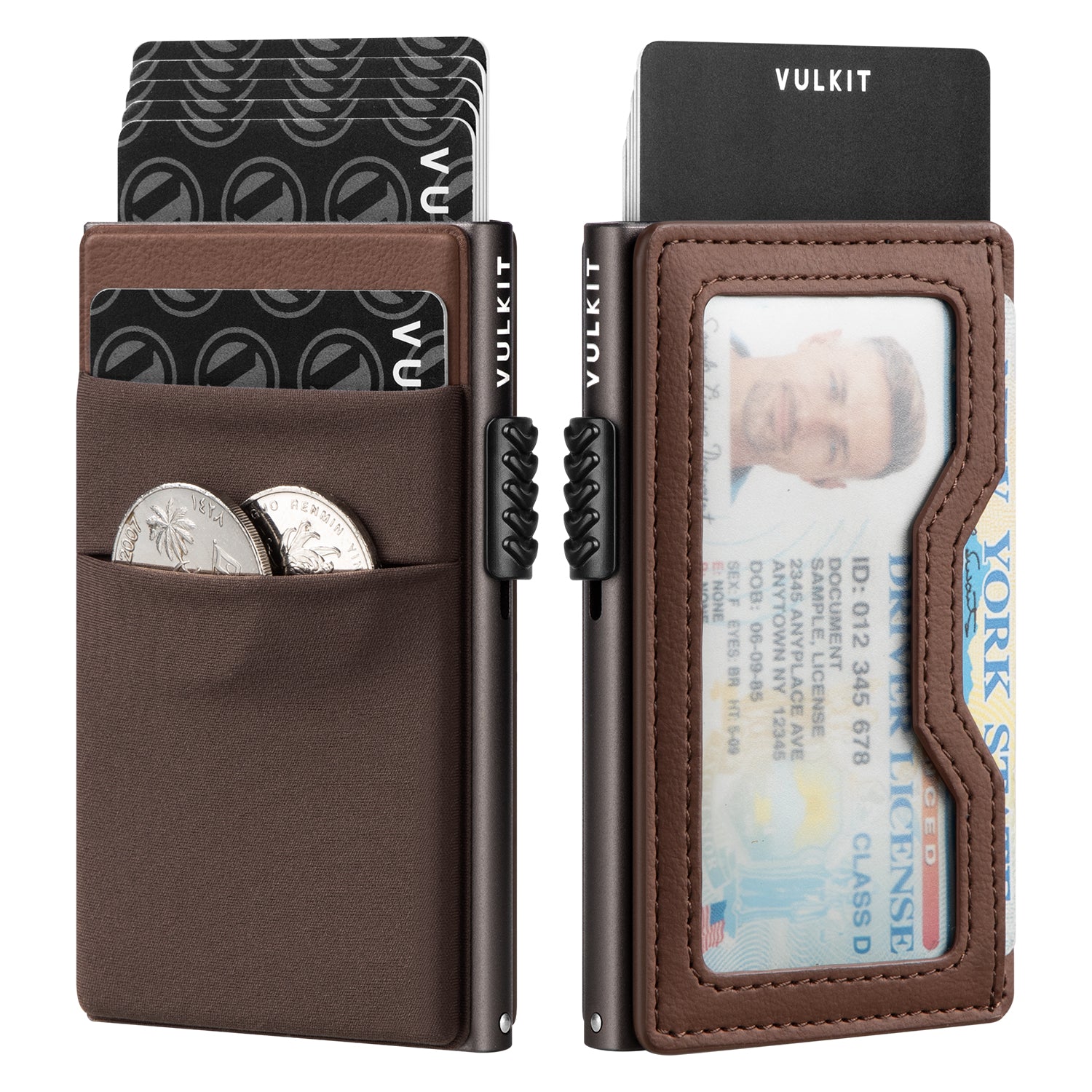 VC306 Elastic Cloth & Leather Slim Wallet with Clear ID Window - Perfect for Cash, Coins, Credit Cards & Daily Essentials | Ideal for Travel, Work & Everyday Use