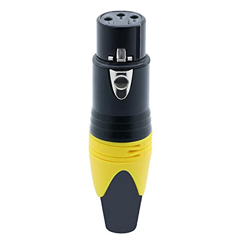 HTHAU 10PCS 3 Pin XLR Male/Female Microphone Connector - Audio Cable Adapter for Professional Studio, Live Performance & DJ Equipment (7 Colors, 10xF-Yellow) - Perfect for Recording, Mixing & Sound Systems