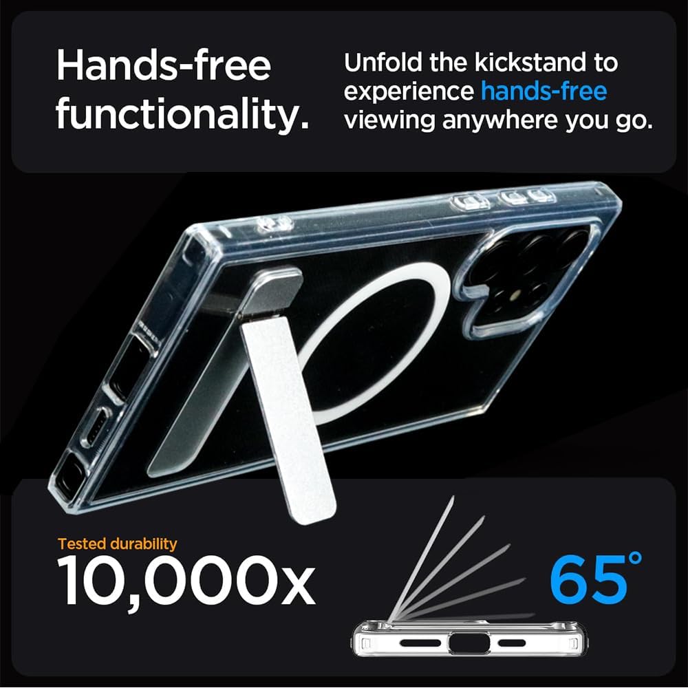 Galaxy S25 Plus Clear Shockproof Phone Case - Military-Grade Protection, Anti-Yellowing & Built-in Kickstand for Hands-Free Viewing | Rugged Heavy Duty Cover with Crystal Clear Design & Full Port Access | Perfect for Outdoor, Travel & Daily Use