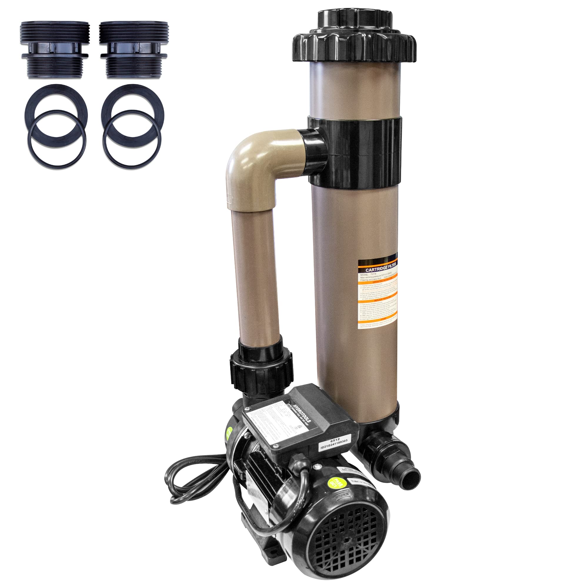 HYDROTOOLS Above Ground Pool Sand & Cartridge Filter Pump System | 12-16 Inch & 8-40 SF Cleaner | 1/3 to 1 HP Motor | Compatible with Intex, Bestway Soft-Sided Pools | 40mm to 1.5 Inch Hose Conversion | Perfect for Backyard Swimming Pool Maintenance & Water Filtration