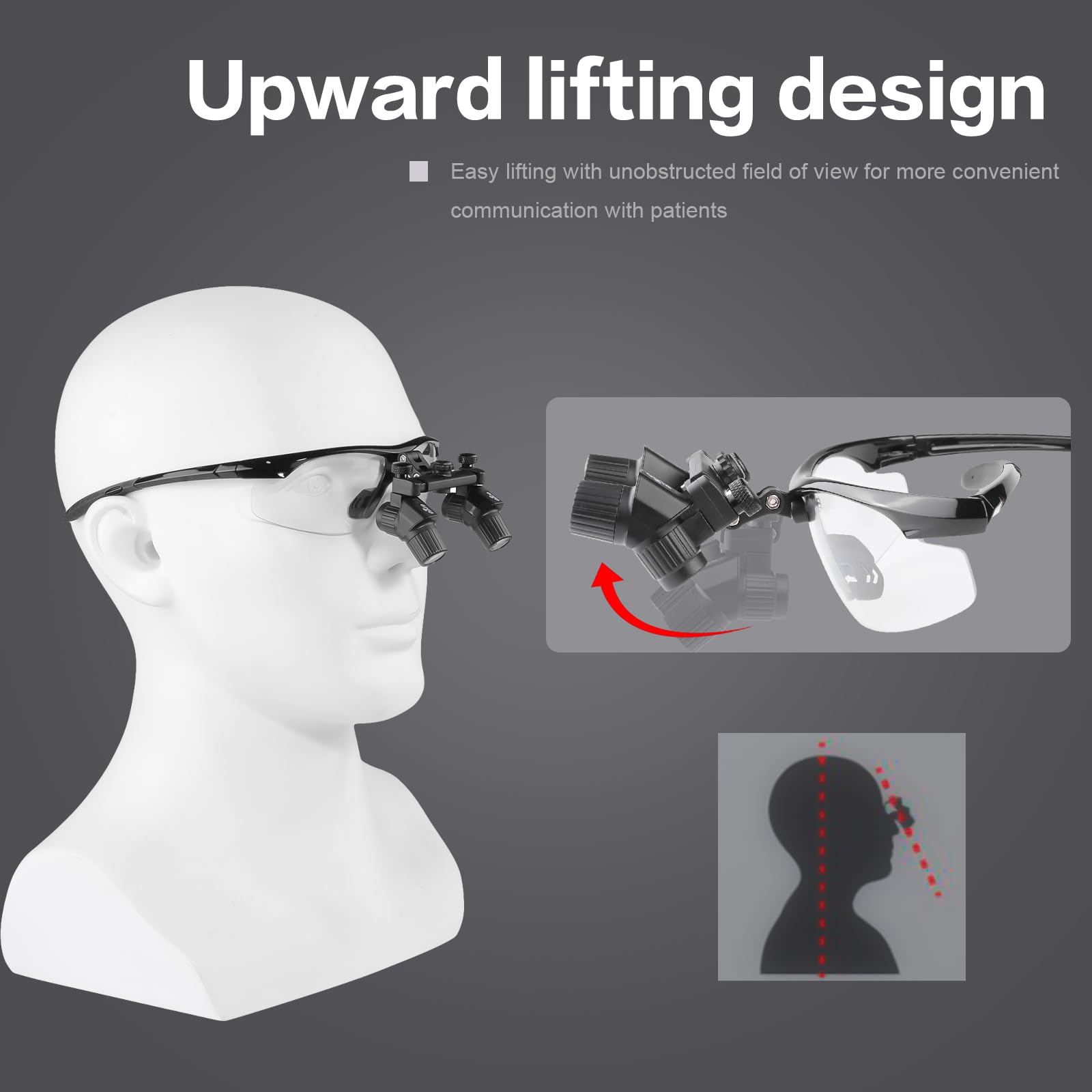 **4X-450mm Dental Ergonomic Binocular Loupes – Magnifying Glasses for Dentists & Hygienists – Black Frame – Perfect for Precision Dental Work & Surgical Procedures**