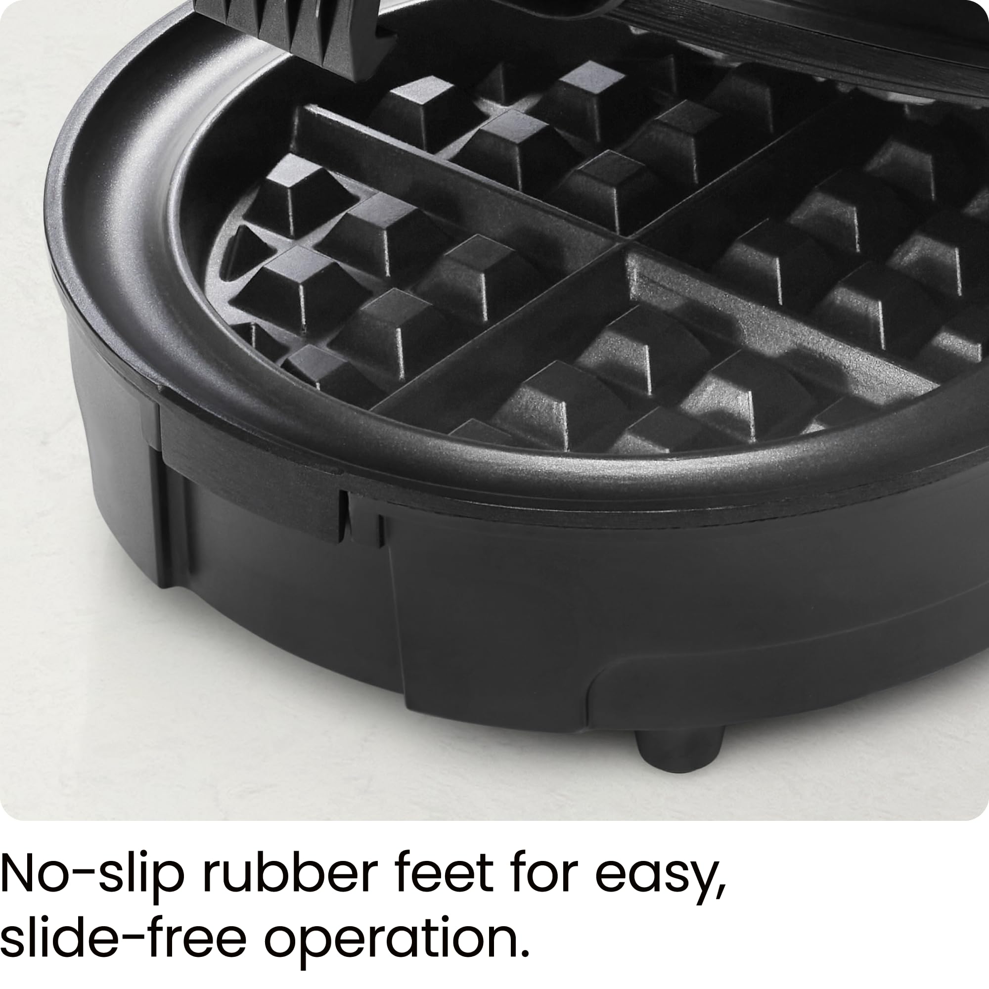 Chefman Anti-Overflow Belgian Waffle Maker with Shade Selector & Temperature Control - Nonstick Round Plates, Cool-Touch Handle, Measuring Cup - Black Stainless Steel - Perfect for Breakfast, Brunch & Family Gatherings