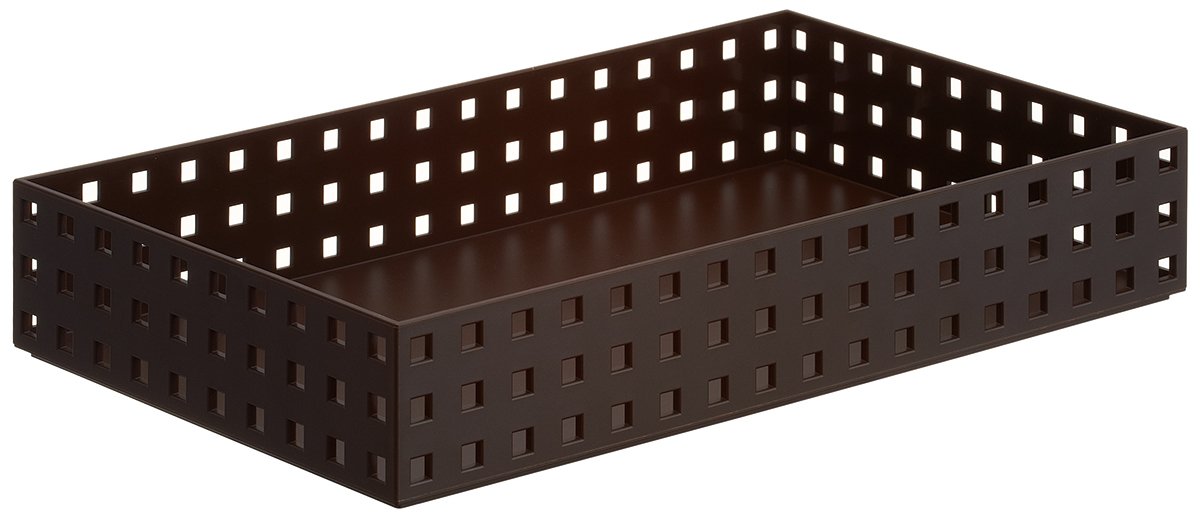 Like-it 9036 Stackable Kitchen Storage Container - 13.8 Inch Wide Plastic Organizer Box for Utensils, Spices & Accessories - Durable Brown Bricks Design (8.3x13.8x2.5 Inches) - Made in Japan - Perfect for Pantry, Countertop & Cabinet Organization