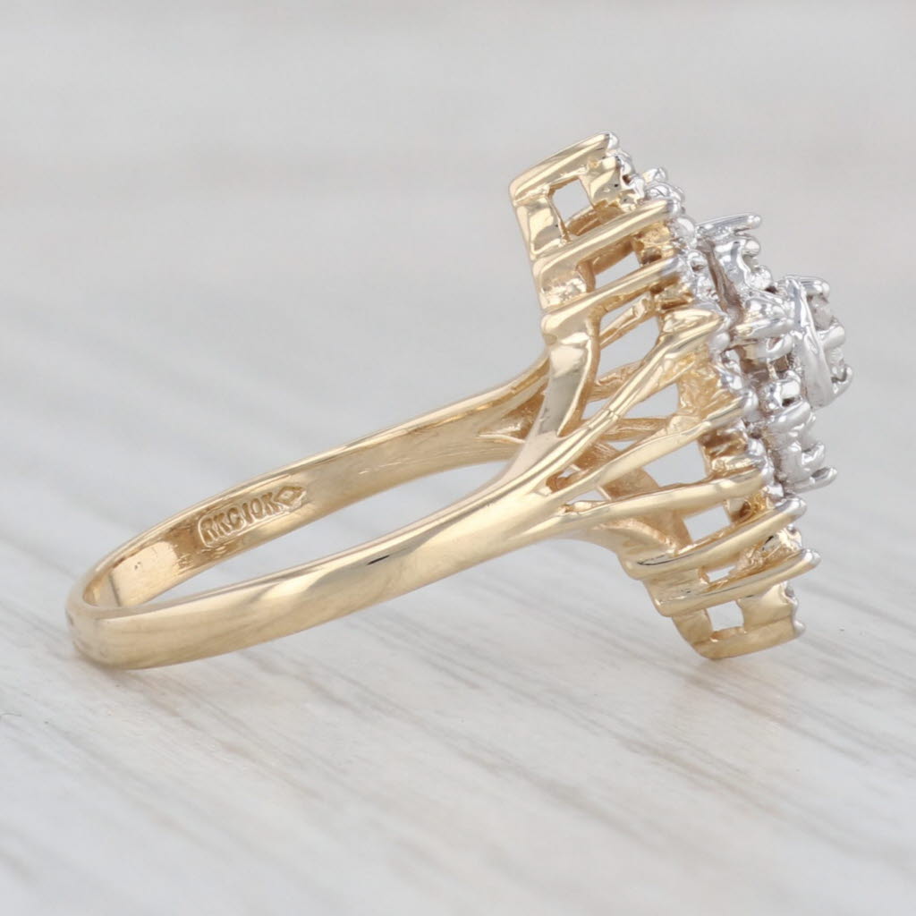 0.20ctw Diamond Cluster Ring in 10k Yellow & White Gold - Size 7.75 | Elegant Wedding Band, Anniversary Gift & Everyday Jewelry for Women