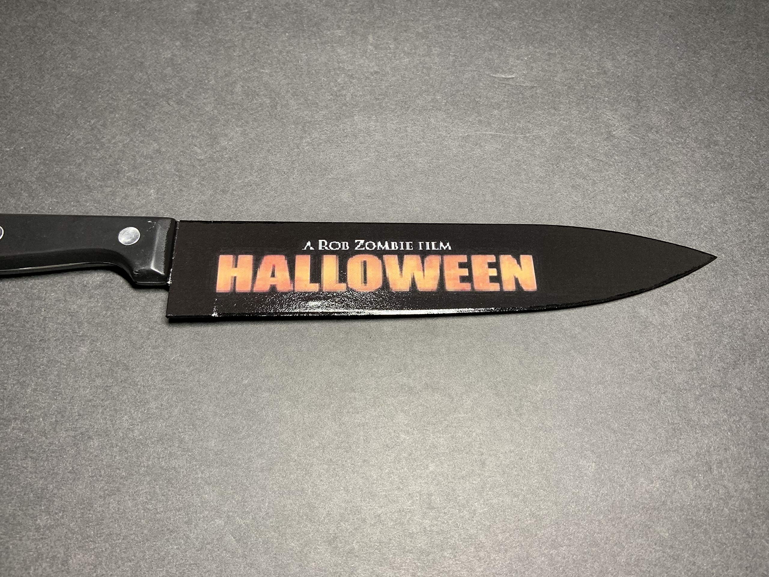 2007 Halloween Michael Myers Kitchen Knife with Laser Engraved Stand - Officially Licensed Collectible Horror Movie Prop for Cosplay, Halloween Decor & Horror Film Fans