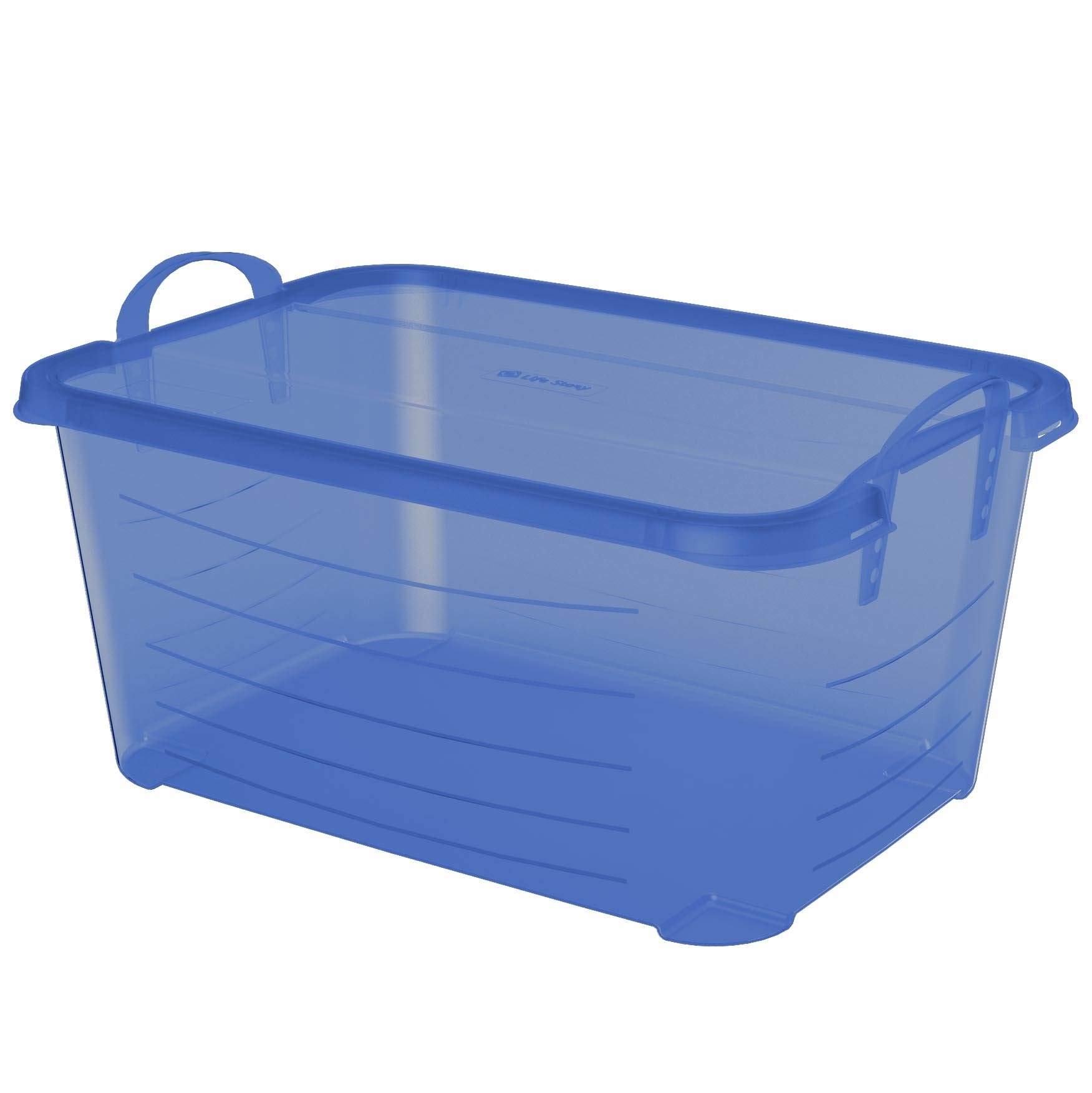 55 Quart Stackable Closet Storage Bins - 12 Pack Blue Organizer Boxes for Clothes, Shoes & Seasonal Items | Perfect for Bedroom, Closet & Garage Organization