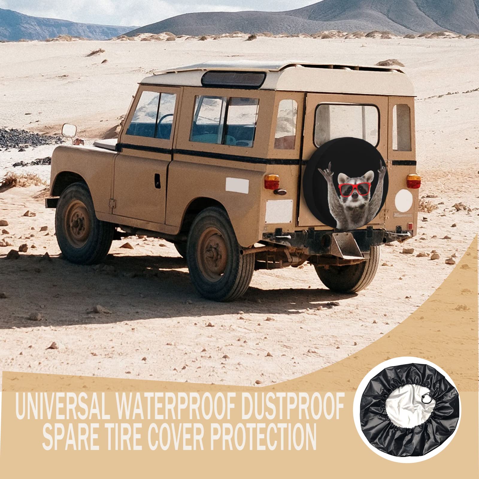 Universal 15 Inch Spare Tire Cover - Waterproof & Sun Protection for Trailers, RV, SUV, Truck & Camper | Raccoon Design | Perfect for Outdoor Travel & Camping Adventures