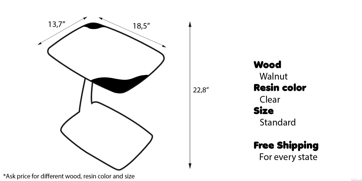 Luxury C-Shaped Resin End Table - Modern Side Table for Living Room, Bedroom, Office - Unique Home Decor Gift Idea for Housewarming, Wedding, Birthday