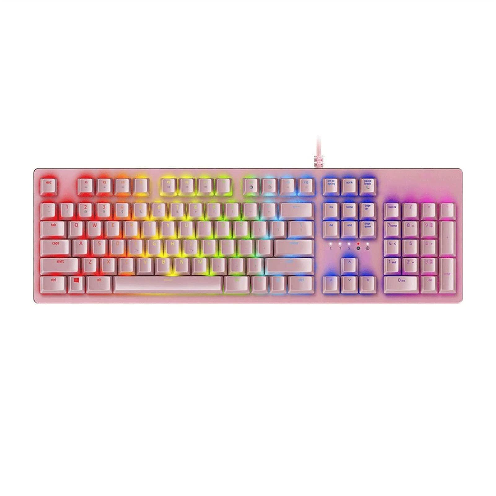 Pink Mechanical Gaming Keyboard with RGB LED Backlit, 104 Keys Wired Keyboard for Windows PC, Perfect for Gaming, Typing, and Office Work