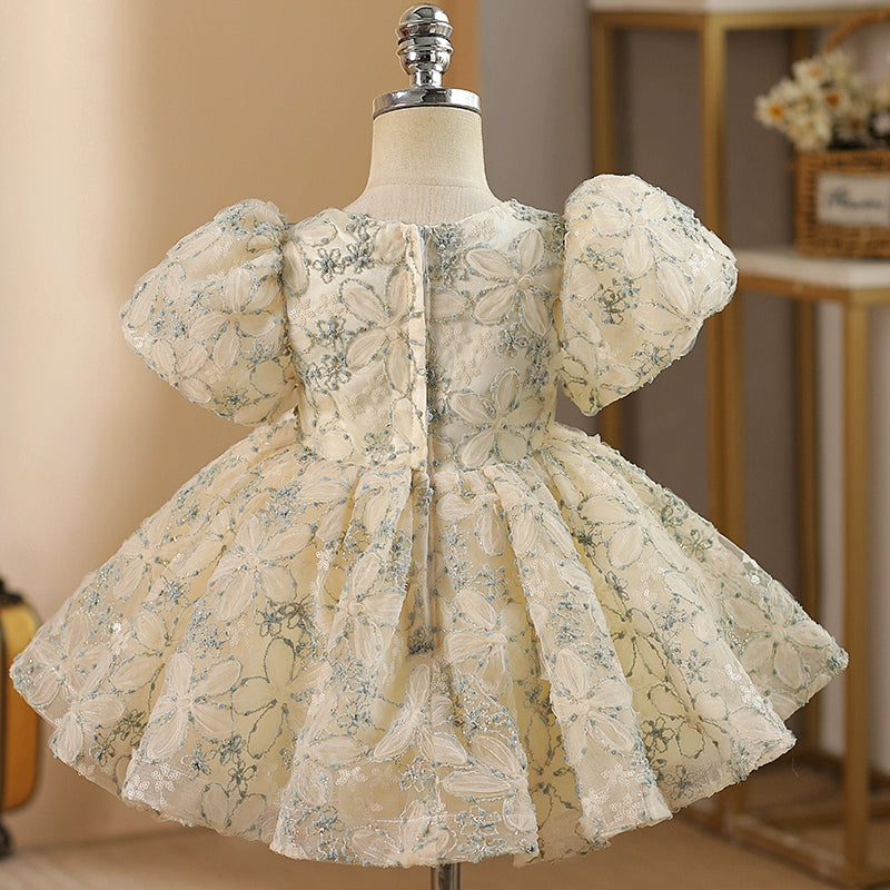 Elegant Baby Girl Party Dress Toddler Puffy Christening Gown - Perfect for Birthday Celebrations, Baptisms, and Special Occasions