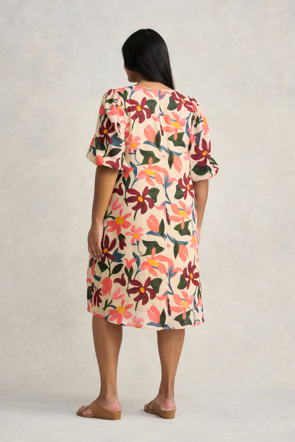 Printed Swing Dress with Joyful Floral Pattern - Perfect for Summer Outings, Beach Vacations & Casual Wear