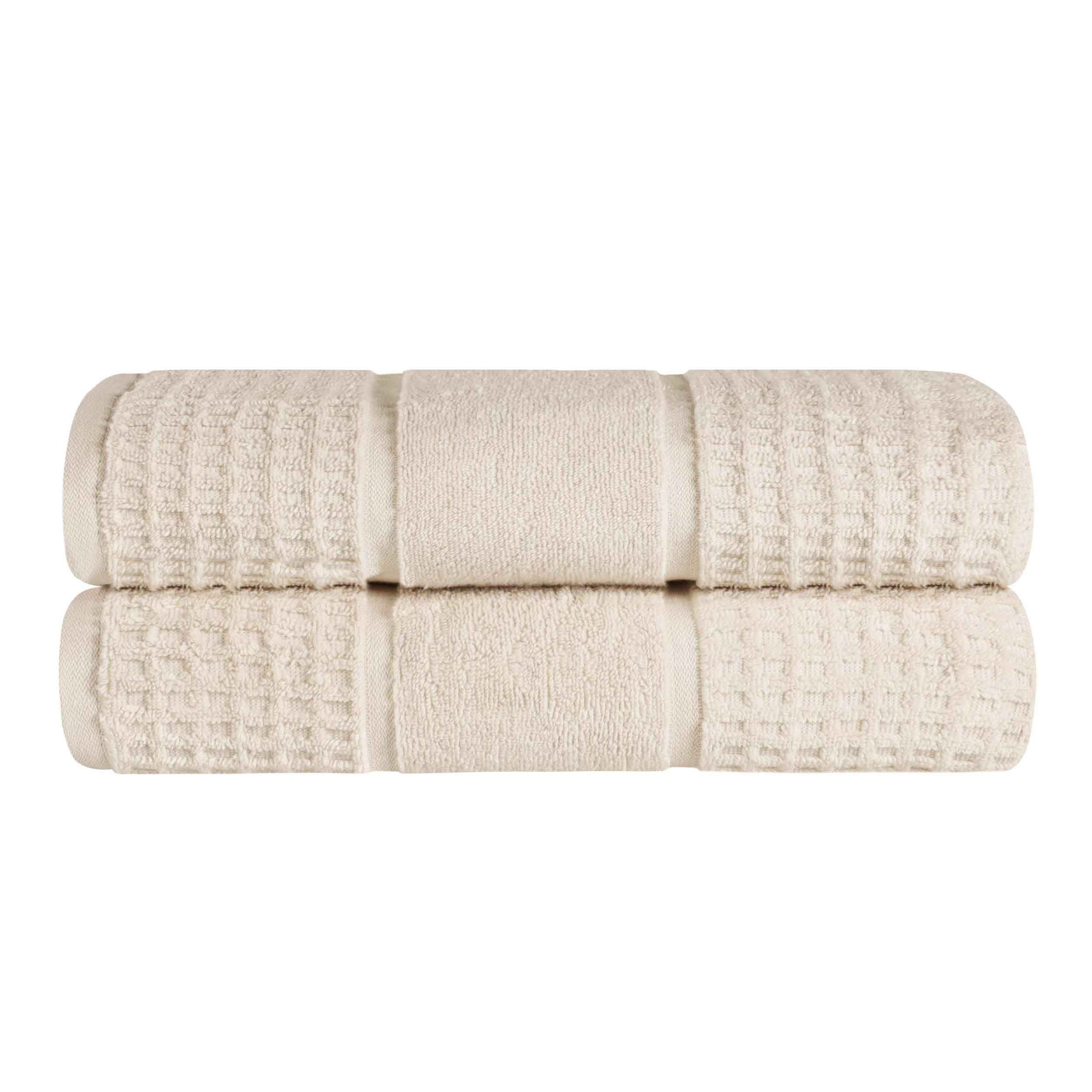 Premium Zero Twist Cotton Waffle Honeycomb Bath Towel Set of 2 - Ultra Soft & Highly Absorbent - Perfect for Spa, Bathroom & Luxury Home Use