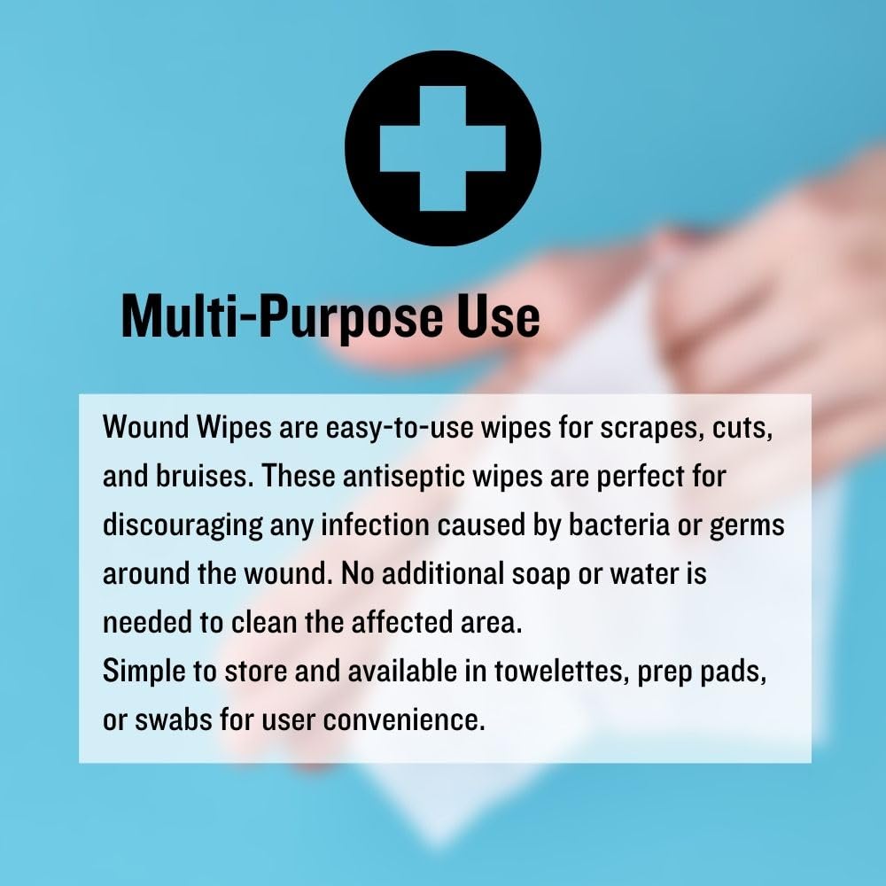 Antiseptic First Aid Wipes - 20 Count Box | Alcohol-Free Wound Cleaning Wipes for Cuts, Scrapes & Burns | Portable Medical Wipes for Home, Travel & Emergency Kits