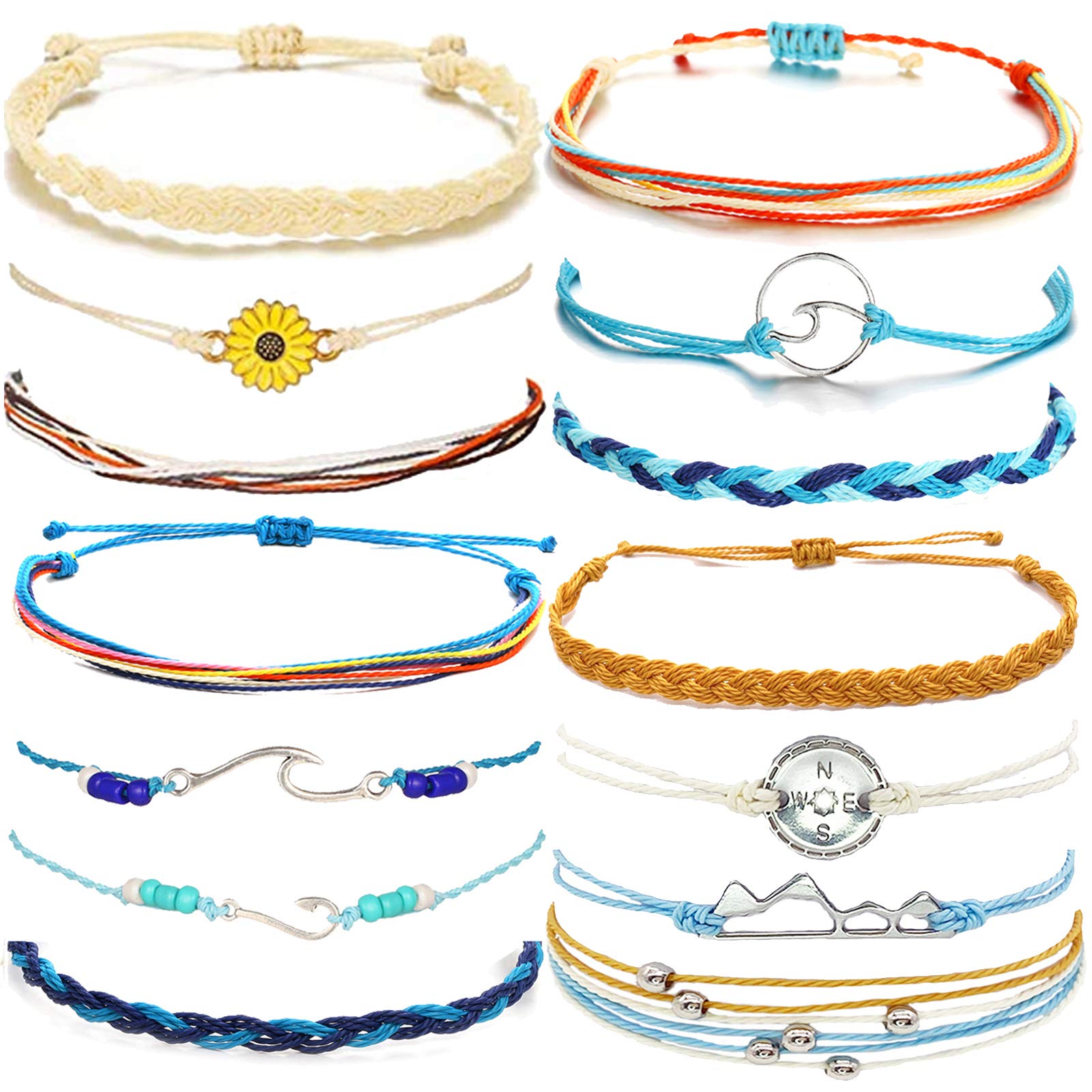 HUASAI Boho String Bracelets for Women & Teen Girls - Waterproof Friendship Bracelets, Handmade Sunflower Anklets - Perfect for Gifts, Beach Parties & Summer Fashion