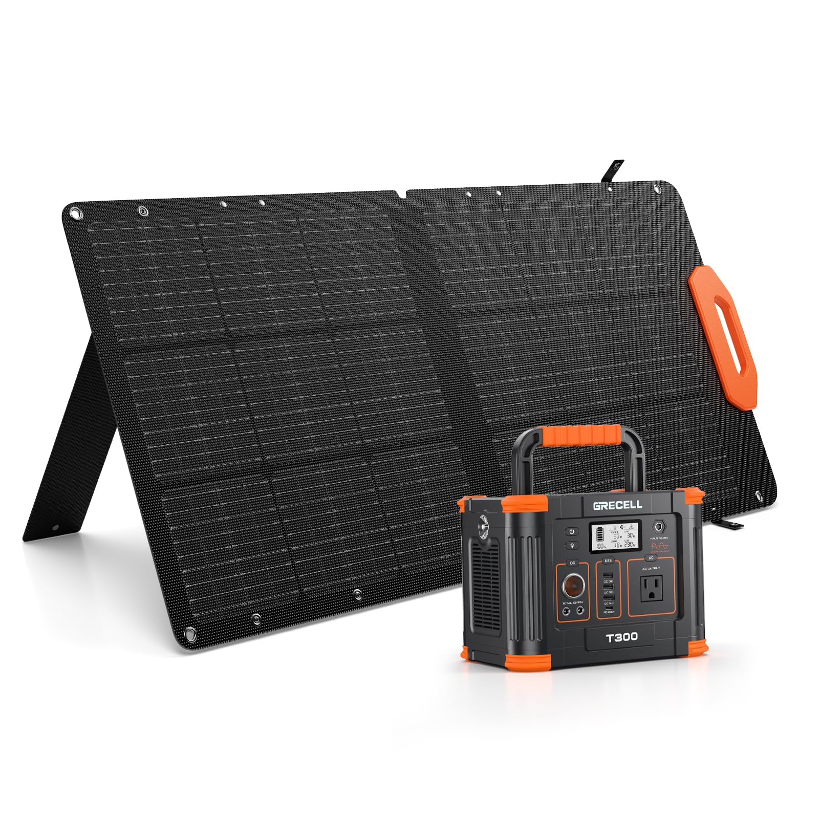 GRECELL 330W Portable Power Station with 100W Solar Panel - 21.5V Solar Generator for Fast Charging | 60W PD Output | Perfect for Outdoor Camping, RV Trips & Home Emergency Power Backup