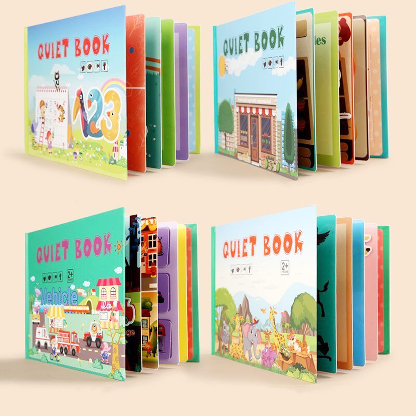 Jxueych Montessori Busy Book for Toddlers - 4-Pack Preschool Learning Activity Toys to Develop Fine Motor & Cognitive Skills | Perfect for Travel, Home & Classroom Use
